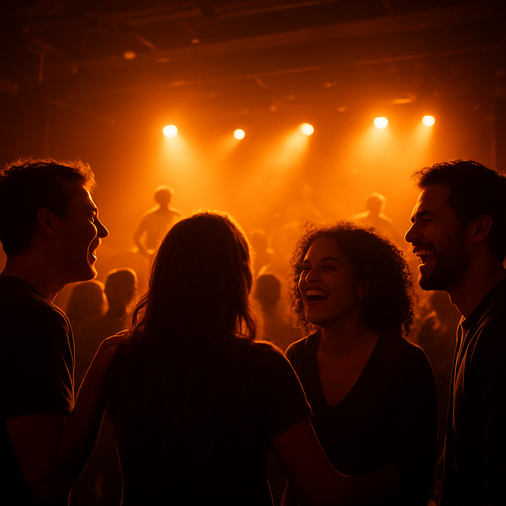 Friends enjoying a live concert together